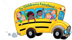 Cartoon school bus with children